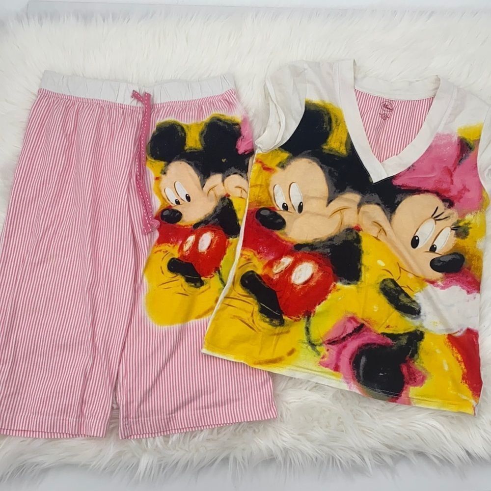DISNEY Mickey & Minnie Striped Pajama Set Medium‎